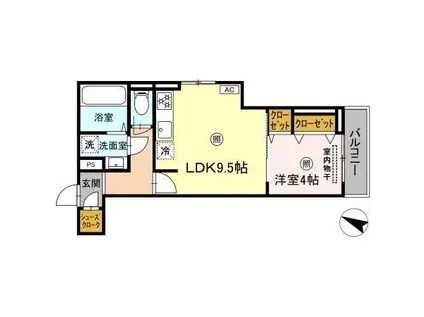 TORISIA今川(1LDK/2階)の間取り写真