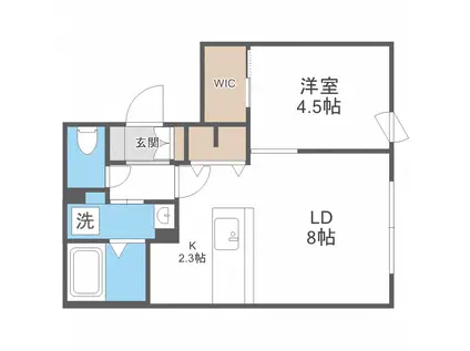 グランループ発寒(1LDK/4階)の間取り写真