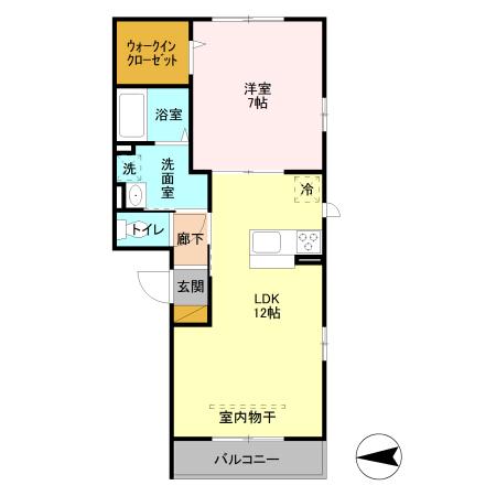 サッビア(1LDK/1階)の間取り写真