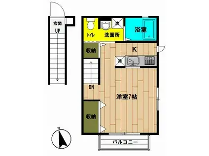 パパスハウス(1K/2階)の間取り写真