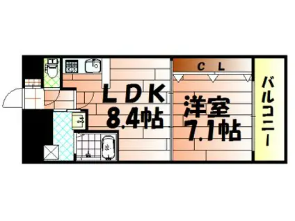 NO.65クロッシングタワー(1LDK/18階)の間取り写真