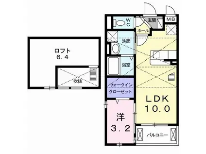 アネックス楓II(1LDK/2階)の間取り写真