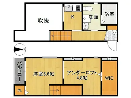 レオルガ伊都(1SK/1階)の間取り写真