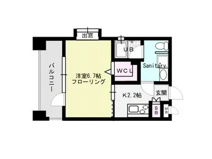 レジディア警固(1K/7階)の間取り写真