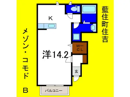 メゾン・コモド B(1K/1階)の間取り写真