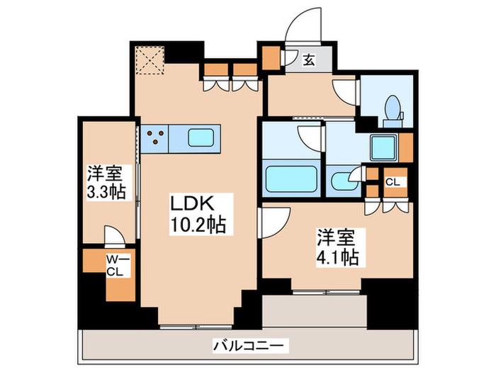 ドゥーエ府中I(2LDK/11階)の間取り写真