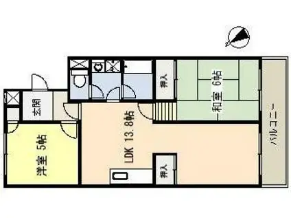 エクセラン今田(2LDK/2階)の間取り写真