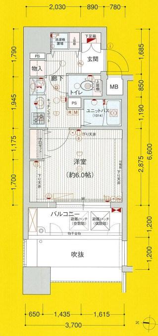 プレサンス泉セレグレード(1K/7階)の間取り写真