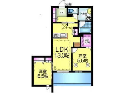 プレミアメゾン(2LDK/3階)の間取り写真