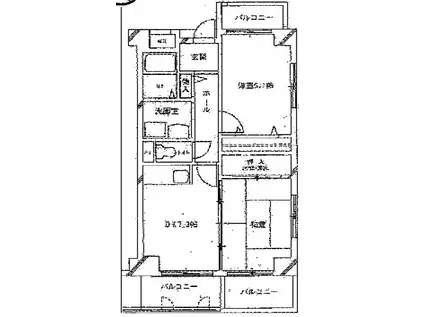 泉マンション(2DK/9階)の間取り写真