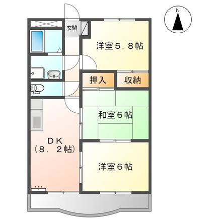 サンタプレイス岡崎(3DK/2階)の間取り写真