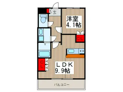 ラスティーコート(1LDK/2階)の間取り写真