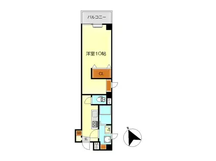 CIEL本町(1K/4階)の間取り写真