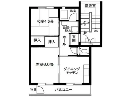 戸塚深谷 20号棟(2DK/5階)の間取り写真