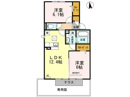 グレイスコーポ袋(2LDK/1階)の間取り写真