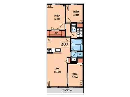 CLASIA JINDAIJI-クラシアジンダイジ-(3LDK/2階)の間取り写真