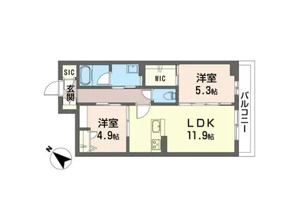 カーサ フィオーレ(2LDK/2階)の間取り写真