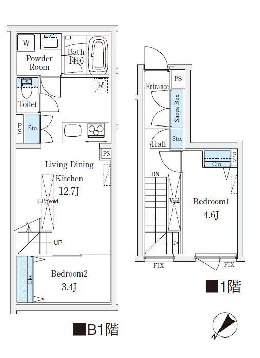 CREATIF学芸大学(2LDK/1階)の間取り写真