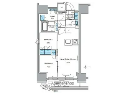 ルフォンプログレ田原町(2LDK/10階)の間取り写真