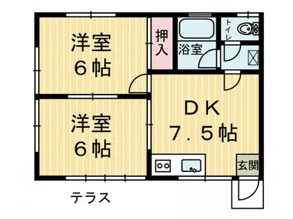 コーポアオキ(2DK/1階)の間取り写真