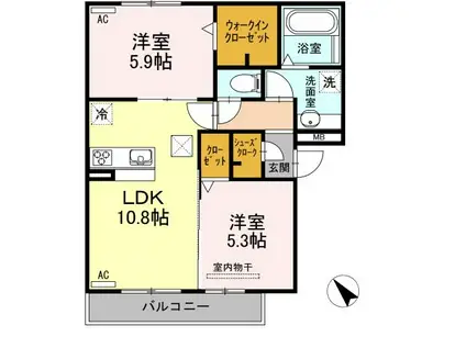D-ROOM北本郷(2LDK/2階)の間取り写真