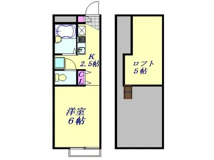 レオパレスヴィラ南平台(1K/2階)の間取り写真