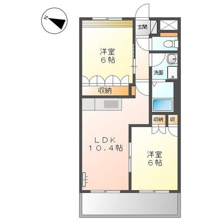 リビュール・エスポアA棟(2LDK/2階)の間取り写真