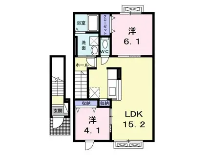 コンフォートV B(2LDK/2階)の間取り写真
