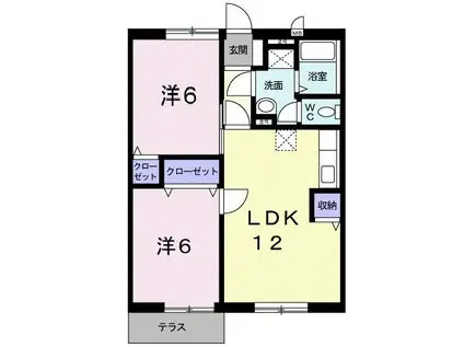 コスモスハイツA(2LDK/1階)の間取り写真