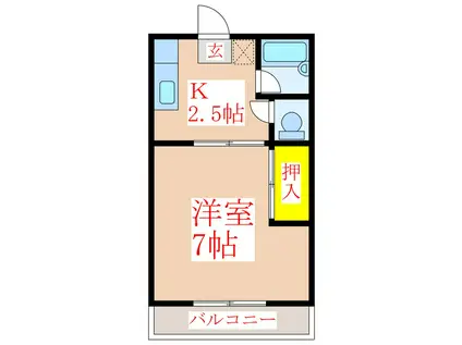 ニュースカイヒルズ(1K/2階)の間取り写真