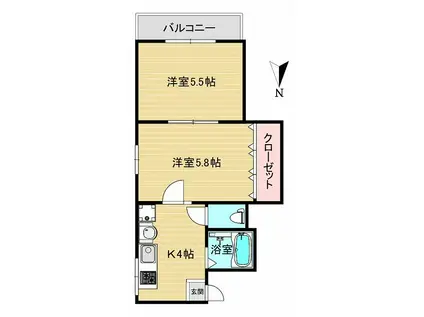 遠山ハイツ(2K/3階)の間取り写真