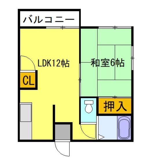 メゾンドアキ(1LDK/2階)の間取り写真