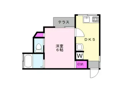 キングハウス(1DK/1階)の間取り写真