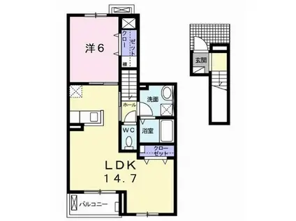 サンセールVII(1LDK/2階)の間取り写真