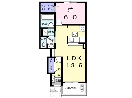 グラード多米 B(1LDK/1階)の間取り写真