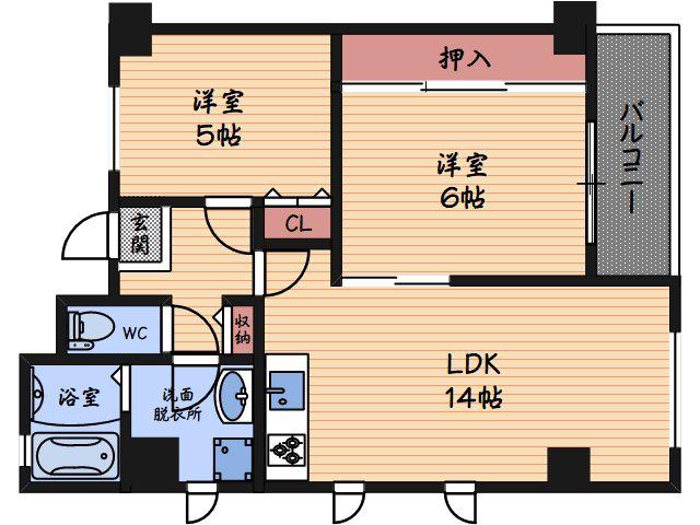 ロベリア弐番館(2LDK/11階)の間取り写真