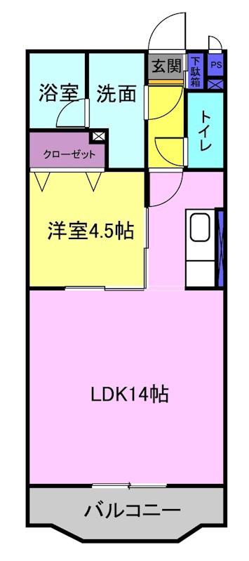 MISTRAL(1LDK/4階)の間取り写真