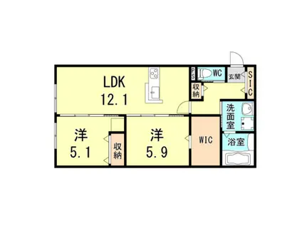 ヴァンベール仁川(2LDK/1階)の間取り写真