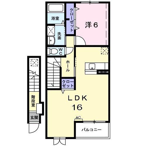 グラン ソレイユA(1LDK/2階)の間取り写真