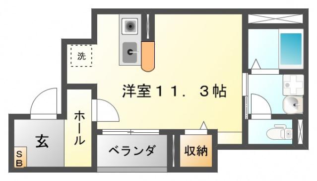 ラ ビュット 上山手(ワンルーム/2階)の間取り写真