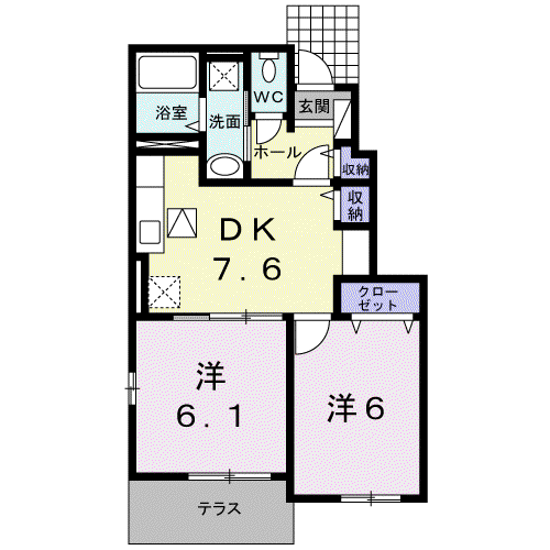 グリーンヒル 大峰(2DK/1階)の間取り写真