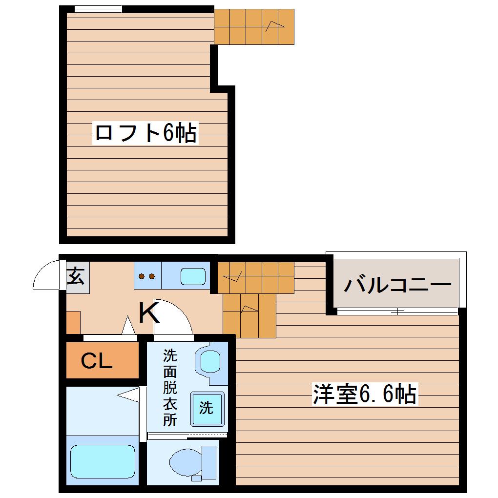 ソレイユII(1K/1階)の間取り写真