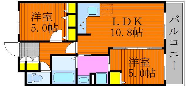 アルファステイツ中庄駅前II(2LDK/7階)の間取り写真