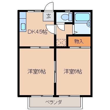 OLD COUNTRY(2DK/2階)の間取り写真