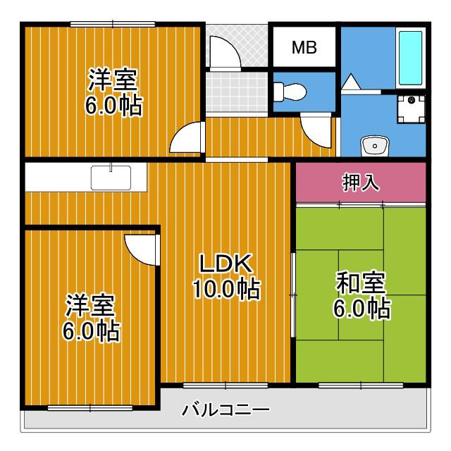 ジョイフル昭栄(3LDK/3階)の間取り写真