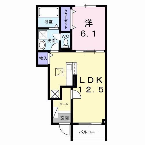 ＪＲ常磐線 日立駅 徒歩42分 2階建 築1年(1LDK/1階)の間取り写真