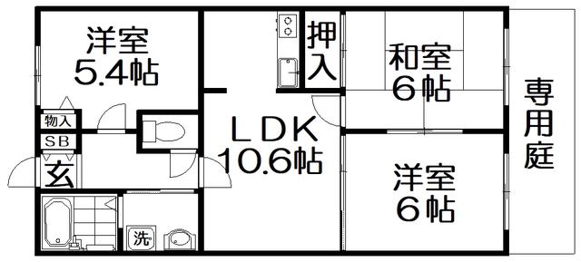 ハイツ大星(3LDK/1階)の間取り写真
