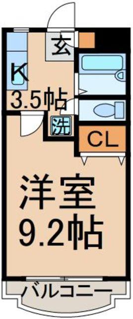 カーサ恵(1K/1階)の間取り写真