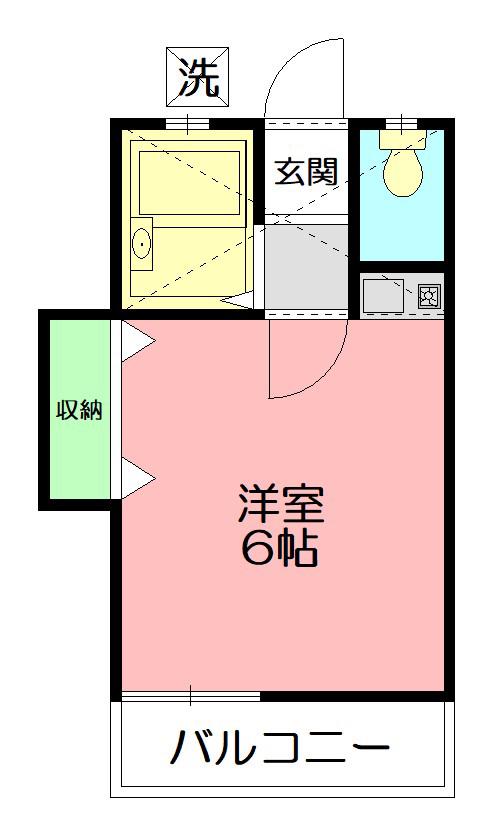 グリーンホームIII(ワンルーム/2階)の間取り写真