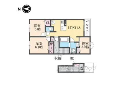 ベル・エクラ1(3LDK/2階)の間取り写真